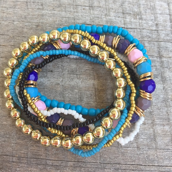 Boho Set of 7 Bead Bracelets - Picture 3 of 3